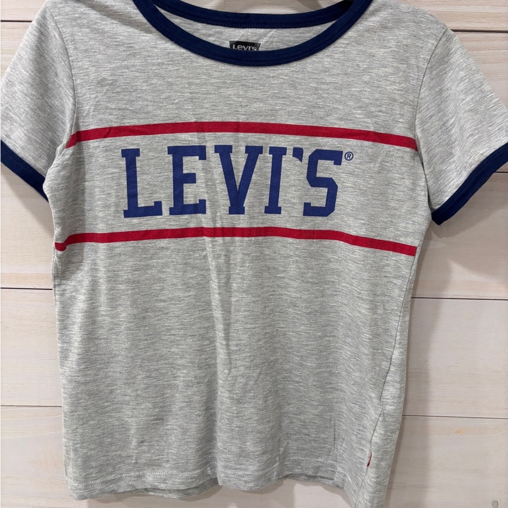 Levi's Kids Gray Tee with Blue and Red Accents